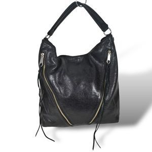 Rebecca Minkoff Moto Boho Hobo Black Leather Bag in Black